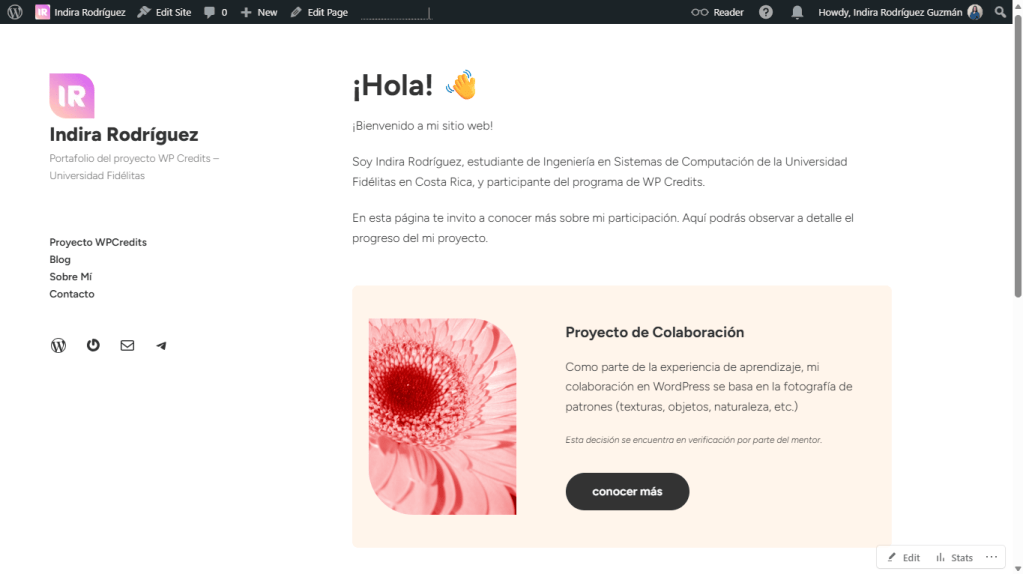 Página de inicio del sitio web terminada
